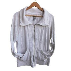 GapFit White Zip Up Athletic Jacket Thumbholes Women’s XL